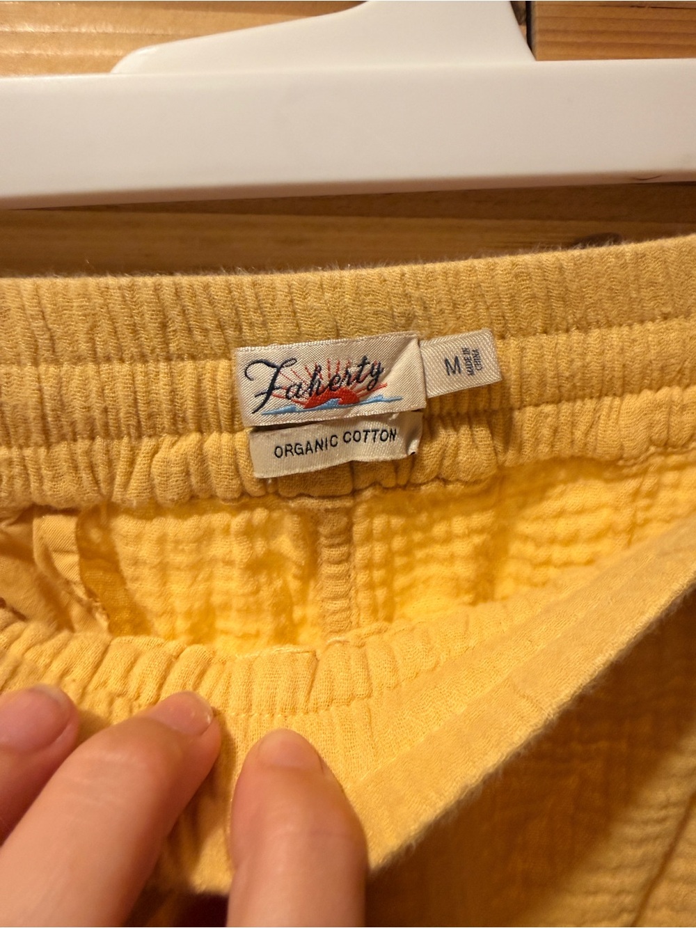 Faherty Yellow Cotton Gauge-Texture Drawstring Joggers - Picture 3 of 3